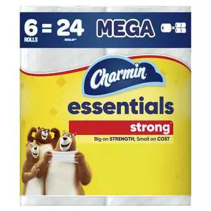 Charmin Essentials Strong Toilet Paper, 6 Mega Rolls, 429 Sheets per Roll Charmin Essentials Strong Toilet Paper, 6 Mega Rolls, 429 Sheets per Roll