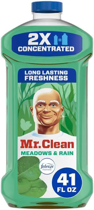 Mr. Clean All Purpose Cleaner, Floor Cleaner for Mopping Home, Bathroom, Kitchen, Multi-Surface Dilutable, Meadows & Rain, 41oz Mr. Clean All Purpose Cleaner, Floor Cleaner for Mopping Home, Bathroom, Kitchen, Multi-Surface Dilutable, Meadows & Rain, 41oz