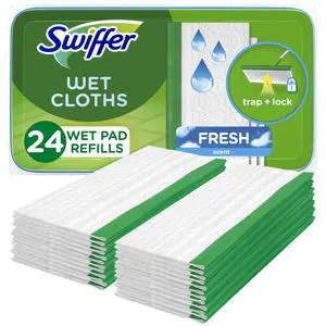Swiffer Sweep + Mop Wet Pads Refill, Microfiber Floor Cleaner, All Purpose Multi-Surface Wipes for Home, Bathroom, Kitchen, Fresh, 24 Count Swiffer Sweep + Mop Wet Pads Refill, Microfiber Floor Cleaner, All Purpose Multi-Surface Wipes for Home, Bathroom, Kitchen, Fresh, 24 Count
