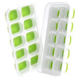 DOQAUS Ice Cube Tray with Lids, 2 Pack Silicone Ice Trays for Freezer DOQAUS Ice Cube Tray with Lids, 2 Pack Silicone Ice Trays for Freezer