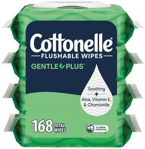 Cottonelle GentlePlus Flushable Wipes, 4 Packs, 42 Wipes per Pack Cottonelle GentlePlus Flushable Wipes, 4 Packs, 42 Wipes per Pack