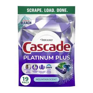 Cascade Platinum Plus Dishwasher Pods, Mountain, 19 Count Cascade Platinum Plus Dishwasher Pods, Mountain, 19 Count