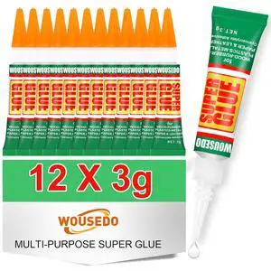 WOUSEDO 12 X 3g Super Glue Clear, Fast Drying Cyanoacrylate (CA) Glue WOUSEDO 12 X 3g Super Glue Clear, Fast Drying Cyanoacrylate (CA) Glue