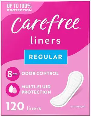 Carefree Regular Unwrapped Unscented Panty Liners for Women, 120 Count Carefree Regular Unwrapped Unscented Panty Liners for Women, 120 Count