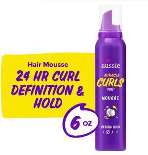 Aussie Miracle Curls Styling Mousse with Coconut & Jojoba Oil for Curly Hair, Unisex, 6.0 oz Aussie Miracle Curls Styling Mousse with Coconut & Jojoba Oil for Curly Hair, Unisex, 6.0 oz