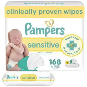 Pampers Sensitive Baby Wipes Fragrance Free 168 Count 3 Flip-Top Packs Pampers Sensitive Baby Wipes Fragrance Free 168 Count 3 Flip-Top Packs