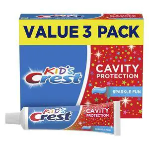 Crest Cavity Protection Kids Toothpaste, Sparkle Fun, For Children 2+, 4.6 Oz (Pack of 3) Crest Cavity Protection Kids Toothpaste, Sparkle Fun, For Children 2+, 4.6 Oz (Pack of 3)