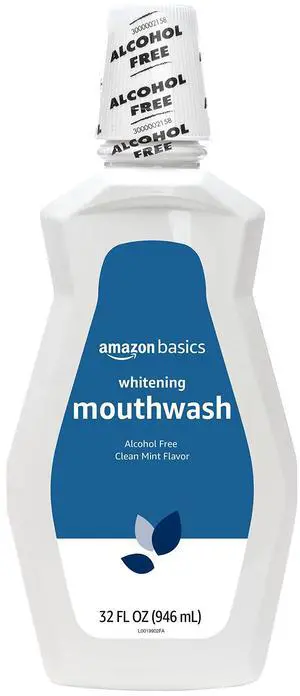 Amazon Basics Teeth Whitening Mouthwash, Alcohol-Free, Clean Mint, Breath Freshener, 32 Fl Oz, 1-Pack Amazon Basics Teeth Whitening Mouthwash, Alcohol-Free, Clean Mint, Breath Freshener, 32 Fl Oz, 1-Pack