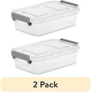 Sterilite Modular 2.7 Quart Small Latching Storage Bin, Clear Plastic Storage Container with Write-on ID Latches, Gray (2 pack) Sterilite Modular 2.7 Quart Small Latching Storage Bin, Clear Plastic Storage Container with Write-on ID Latches, Gray (2 pack)