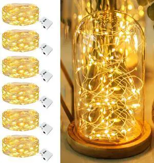 6 Pack Battery Operated 7ft 20-LED Twinkle Lights 3 Modes, Warm White Waterproof Mini String Lights for Mason Jars Vases DIY Party Wedding Fathers Day Decoration 6 Pack Battery Operated 7ft 20-LED Twinkle Lights 3 Modes, Warm White Waterproof Mini String Lights for Mason Jars Vases DIY Party Wedding Fathers Day Decoration