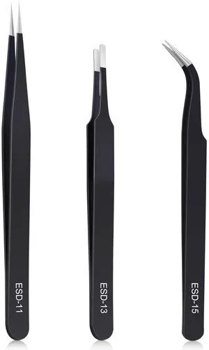 Kaverme 3PCS Precision Tweezers Set, Anti-Static Stainless Steel Kaverme 3PCS Precision Tweezers Set, Anti-Static Stainless Steel