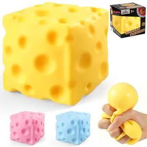 Cheese Squishy Cube Stress Ball Fidget Sensory Toy, Novelty Stress Relief Gifts for Adults (Yellow, 2.4in) Cheese Squishy Cube Stress Ball Fidget Sensory Toy, Novelty Stress Relief Gifts for Adults (Yellow, 2.4in)