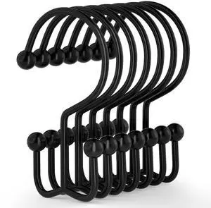 Goowin 12 Pcs Double Glide Shower Curtain Hooks, Rust Proof, Black Goowin 12 Pcs Double Glide Shower Curtain Hooks, Rust Proof, Black