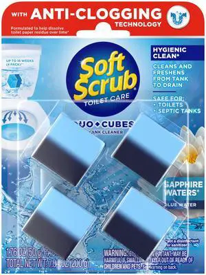 Soft Scrub in-Tank Toilet Cleaner Duo-Cubes, Sapphire Waters, 4 Count Soft Scrub in-Tank Toilet Cleaner Duo-Cubes, Sapphire Waters, 4 Count