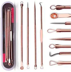 ZTRHYOO Blackhead Remover Pimple Comedone Extractor Tool Acne Removal Kit with Case for Nose Face Skin, Rose ZTRHYOO Blackhead Remover Pimple Comedone Extractor Tool Acne Removal Kit with Case for Nose Face Skin, Rose