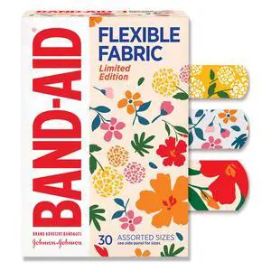 BAND-AID Flexible Fabric Adhesive Bandages, Wildflower Designs, 30 Count BAND-AID Flexible Fabric Adhesive Bandages, Wildflower Designs, 30 Count