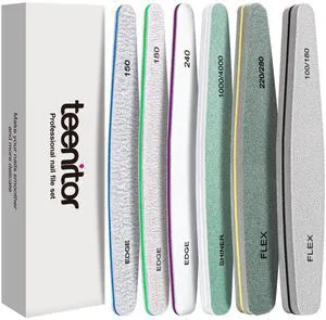 Teenitor 6-Piece Nail File and Buffer Set, 100/180 Grit Emery Boards, Nail Buffer Block, Shine Kit for Natural Nails Teenitor 6-Piece Nail File and Buffer Set, 100/180 Grit Emery Boards, Nail Buffer Block, Shine Kit for Natural Nails