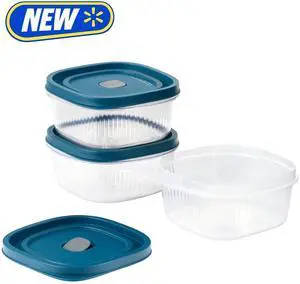 Mainstays Plastic Square Food Storage Container Set, 5-Cup, 3-Pack with Lids Mainstays Plastic Square Food Storage Container Set, 5-Cup, 3-Pack with Lids