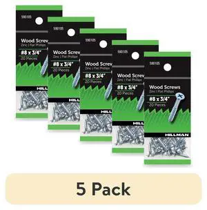 Hillman Wood Screws #8 x 3/4" Steel Zinc Interior Phillips Silver 5 Pack 20 Pack Hillman Wood Screws #8 x 3/4" Steel Zinc Interior Phillips Silver 5 Pack 20 Pack