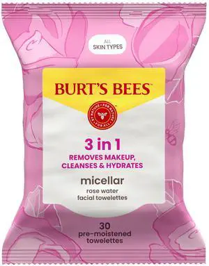 Burt's Bees Micellar Facial Towelettes With Rose Water, 30 Count Burt's Bees Micellar Facial Towelettes With Rose Water, 30 Count