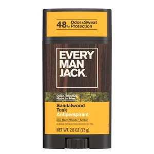 Every Man Jack Men's Sandalwood Teak Antiperspirant Deodorant - Odor Crushing, Long Lasting, Plant-Based, No Harsh Chemicals - 2.6 oz Every Man Jack Men's Sandalwood Teak Antiperspirant Deodorant - Odor Crushing, Long Lasting, Plant-Based, No Harsh Chemicals - 2.6 oz
