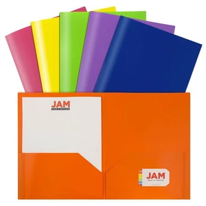 JAM Paper Plastic 2 Pocket Folders, Assorted Primary Colors, 6 Pack JAM Paper Plastic 2 Pocket Folders, Assorted Primary Colors, 6 Pack