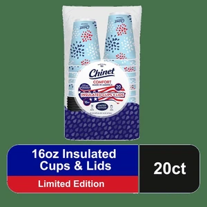 16 oz, 20 Count Chinet Comfort Premium Disposable Paper Hot Cups with Lids, Patriotic 16 oz, 20 Count Chinet Comfort Premium Disposable Paper Hot Cups with Lids, Patriotic