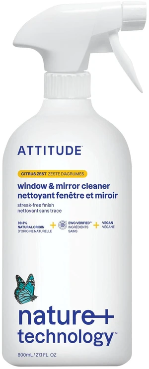ATTITUDE Glass & Window Cleaner Spray, EWG Verified, Citrus Zest, 27 fl oz ATTITUDE Glass & Window Cleaner Spray, EWG Verified, Citrus Zest, 27 fl oz