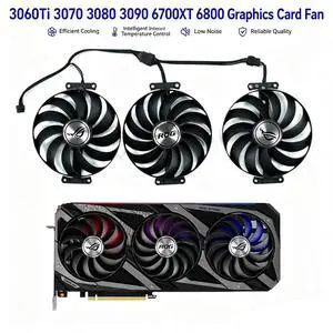 97mm Replacement Graphics Card Cooling Fan CF9015H12S T129215SU, DC12V 4Pin PWM GPU Video Card Cooler for ASUS ROG Strix RTX3060 3060Ti 3070 3080 3090 RX6700XT RX6800 Gaming PC Graphics Card 97mm Replacement Graphics Card Cooling Fan CF9015H12S T129215SU, DC12V 4Pin PWM GPU Video Card Cooler for ASUS ROG Strix RTX3060 3060Ti 3070 3080 3090 RX6700XT RX6800 Gaming PC Graphics Card