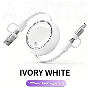 AJMRTC 100W PD 4 in 1 Retractable Multi Charging Cable, Interchangeable USB-A USB-C to Lightning Type-C, Portable Travel Car Charger Cord for iPhone, MacBook, Android Laptops AJMRTC 100W PD 4 in 1 Retractable Multi Charging Cable, Interchangeable USB-A USB-C to Lightning Type-C, Portable Travel Car Charger Cord for iPhone, MacBook, Android Laptops