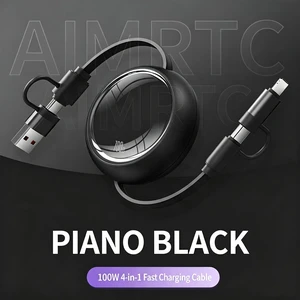 AJMRTC 4 in 1 Retractable Charging Cable, 100W PD Fast Charging Cord, Interchangeable USB-A USB-C to Lightning Type-C, Portable Travel Car Charger Wire for iPhone, Samsung, MacBook, Android Laptops AJMRTC 4 in 1 Retractable Charging Cable, 100W PD Fast Charging Cord, Interchangeable USB-A USB-C to Lightning Type-C, Portable Travel Car Charger Wire for iPhone, Samsung, MacBook, Android Laptops
