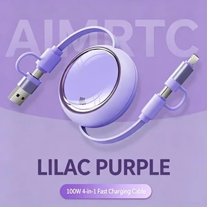 AJMRTC 4 in 1 Retractable Charging Cable, 100W PD Fast Charger Cord USB A/USB C to Type C & Lightning, Portable Multi Charging Cable for iPhone, Android, Laptops, Car Travel AJMRTC 4 in 1 Retractable Charging Cable, 100W PD Fast Charger Cord USB A/USB C to Type C & Lightning, Portable Multi Charging Cable for iPhone, Android, Laptops, Car Travel