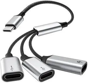 3-in-1 USB-C Splitter Hub 25cm Cable, USB-C Male to 3 Type-C Female OTG Multiport Adapter, Fast Charging & Data Transfer for Steam Deck, Meta Quest 3, PS5, Laptop (NOT for Monitor) 3-in-1 USB-C Splitter Hub 25cm Cable, USB-C Male to 3 Type-C Female OTG Multiport Adapter, Fast Charging & Data Transfer for Steam Deck, Meta Quest 3, PS5, Laptop (NOT for Monitor)