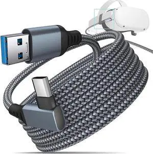 AJMRTC VR Link Cable 20FT/6M Braided, USB 3.2 Type A to USBC High Speed Data Transfer Fast Charging Cord for Meta Quest 3/3S/2/1 VR Headset, PC Steam Virtual Reality Gaming Accessories AJMRTC VR Link Cable 20FT/6M Braided, USB 3.2 Type A to USBC High Speed Data Transfer Fast Charging Cord for Meta Quest 3/3S/2/1 VR Headset, PC Steam Virtual Reality Gaming Accessories