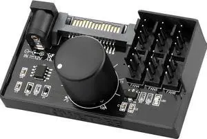 AJMRTC 6Channel 4Pin PWM Fan Controller Hub, 12V Manual Knob Speed Regulator, SATA & DC 5525 Dual Power Supply, Max 5A 60W Output for PC Case Cooling Fans AJMRTC 6Channel 4Pin PWM Fan Controller Hub, 12V Manual Knob Speed Regulator, SATA & DC 5525 Dual Power Supply, Max 5A 60W Output for PC Case Cooling Fans
