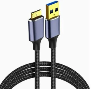 AJMRTC 2M USB 3.0 to MicroB Braided Cable, USBA Male to MicroB 5Gbps Super Speed Data Cord for External Hard Drive, Portable SSD and MicroB 3.0 Storage Devices AJMRTC 2M USB 3.0 to MicroB Braided Cable, USBA Male to MicroB 5Gbps Super Speed Data Cord for External Hard Drive, Portable SSD and MicroB 3.0 Storage Devices