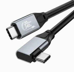 AJMRTC 1.0M USB 3.2 Gen2x2 RightAngle USBC Cable, 20Gbps HighSpeed Data Transfer, 240W PD3.1 EPR Fast Charging, 4K@60Hz UHD Video Output, Nylon Braided Cord for Laptop, External SSD and USBC Monit AJMRTC 1.0M USB 3.2 Gen2x2 RightAngle USBC Cable, 20Gbps HighSpeed Data Transfer, 240W PD3.1 EPR Fast Charging, 4K@60Hz UHD Video Output, Nylon Braided Cord for Laptop, External SSD and USBC Monit