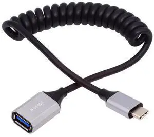 AJMRTC 100cm Stretch Coiled OTG Extension Cable, USBC Host to USB3.0A Female Cord, 5Gbps HighSpeed Data Transfer for External Disk, Smartphone, Digital Camera and USBA Peripheral Devices AJMRTC 100cm Stretch Coiled OTG Extension Cable, USBC Host to USB3.0A Female Cord, 5Gbps HighSpeed Data Transfer for External Disk, Smartphone, Digital Camera and USBA Peripheral Devices