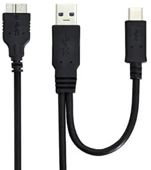 AJMRTC Combo USB 3.1 Cable, USBC & USB3.0 TypeA Dual Host Male to Micro USB 3.0 Target Male Data Cord, DualPlug Design Hard Drive Disk Transfer Cable for External SSD, Portable Hard Disk Drives AJMRTC Combo USB 3.1 Cable, USBC & USB3.0 TypeA Dual Host Male to Micro USB 3.0 Target Male Data Cord, DualPlug Design Hard Drive Disk Transfer Cable for External SSD, Portable Hard Disk Drives