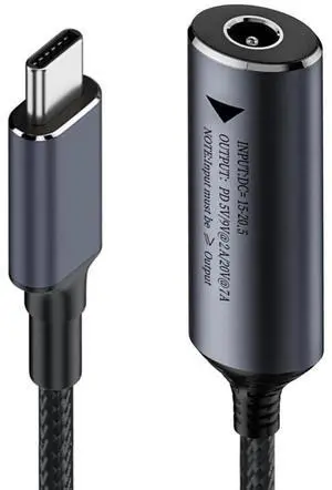 AJMRTC DC Jack 5.5×2.5mm Input to USBC Power Charging Cable, 140W PD Power Cord, Supports 5V 9V 20V Output Voltage, Convert DC Barrel Power to USBC for Laptops, Smartphones and USBC PD Devices AJMRTC DC Jack 5.5×2.5mm Input to USBC Power Charging Cable, 140W PD Power Cord, Supports 5V 9V 20V Output Voltage, Convert DC Barrel Power to USBC for Laptops, Smartphones and USBC PD Devices