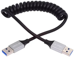 AJMRTC USB 3.0 TypeA Male to TypeA Male Stretch Coiled Cable, 100cm Retractable Spring Extension Cord, 5Gbps HighSpeed Data Transfer for External Disks, SSD, Industrial Cameras, USBA Device Connec AJMRTC USB 3.0 TypeA Male to TypeA Male Stretch Coiled Cable, 100cm Retractable Spring Extension Cord, 5Gbps HighSpeed Data Transfer for External Disks, SSD, Industrial Cameras, USBA Device Connec