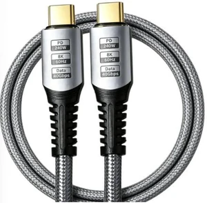 AJMRTC 1.5M USB4 TypeC to TypeC Braided Cable, 40Gbps Data Transfer, 240W PD Fast Charging, 8K@60Hz Video Output, Compatible with Thunderbolt 3/4 for Laptops, SSD, Docking Stations AJMRTC 1.5M USB4 TypeC to TypeC Braided Cable, 40Gbps Data Transfer, 240W PD Fast Charging, 8K@60Hz Video Output, Compatible with Thunderbolt 3/4 for Laptops, SSD, Docking Stations