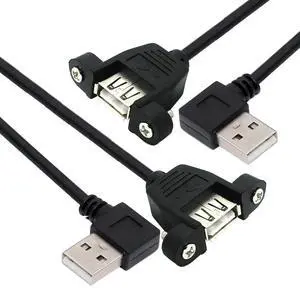 AJMRTC 2Pcs PanelMount 90 Degree Left & Right Angled USB 2.0 TypeA Male to Female Extension Cable, 20cm Short Panel Type USBA Extender Cord for PC, Cabinet, Dashboard, USB Peripherals AJMRTC 2Pcs PanelMount 90 Degree Left & Right Angled USB 2.0 TypeA Male to Female Extension Cable, 20cm Short Panel Type USBA Extender Cord for PC, Cabinet, Dashboard, USB Peripherals