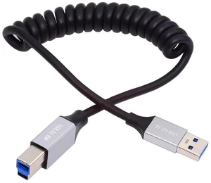 AJMRTC 100cm Stretch Coiled USB 3.0 TypeA Male to USB 3.0 TypeB Male Data Cable, 5Gbps HighSpeed Retractable Extension Cord for External Disk, Printer, Camera AJMRTC 100cm Stretch Coiled USB 3.0 TypeA Male to USB 3.0 TypeB Male Data Cable, 5Gbps HighSpeed Retractable Extension Cord for External Disk, Printer, Camera