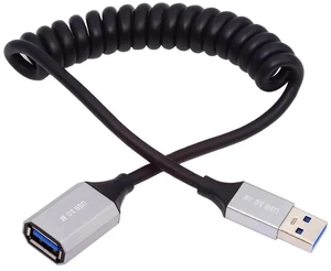 AJMRTC USB 3.0 TypeA Male to USB 3.0 A Female Coiled Stretch Extension Cable, 5Gbps HighSpeed Data Transfer Retractable Spring Cord for SSD, Hard Disk, Digital Camera, USB Peripheral Devices, 100cm AJMRTC USB 3.0 TypeA Male to USB 3.0 A Female Coiled Stretch Extension Cable, 5Gbps HighSpeed Data Transfer Retractable Spring Cord for SSD, Hard Disk, Digital Camera, USB Peripheral Devices, 100cm
