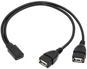 AJMRTC TypeC Female DC 5V Input to Dual USB 2.0 TypeA Female Splitter Extension Charge Cable, Passive PowerOnly YCord for DIY Projects, SingleBoard Computer, Small USBA Devices Power Supply AJMRTC TypeC Female DC 5V Input to Dual USB 2.0 TypeA Female Splitter Extension Charge Cable, Passive PowerOnly YCord for DIY Projects, SingleBoard Computer, Small USBA Devices Power Supply