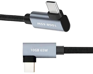 AJMRTC Dual RightAngle 90 Degree USBC Male to Male Cable, USB3.1 Gen2 10Gbps Data Transfer, 4K Video Output, PD 65W Fast Charging Cord for Laptop, Phone, External SSD, TightSpace Installation, 60CM AJMRTC Dual RightAngle 90 Degree USBC Male to Male Cable, USB3.1 Gen2 10Gbps Data Transfer, 4K Video Output, PD 65W Fast Charging Cord for Laptop, Phone, External SSD, TightSpace Installation, 60CM