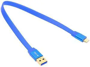 AJMRTC Ultra Flat Slim USB 3.2 Gen2 USBA Male to USBC Male Cable, 10Gbps HighSpeed Data Sync Blue 30cm Flat Cord for Laptop, External SSD, Hard Disk, Camera, USBC Peripheral Devices AJMRTC Ultra Flat Slim USB 3.2 Gen2 USBA Male to USBC Male Cable, 10Gbps HighSpeed Data Sync Blue 30cm Flat Cord for Laptop, External SSD, Hard Disk, Camera, USBC Peripheral Devices