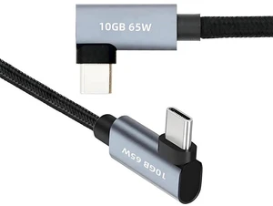 AJMRTC Dual RightAngled 90 Degree USBC Male to Male Cable 100CM, USB3.1 Gen2 10Gbps 65W PD Fast Charging 4K Video Sync Cord for Laptops, Phones, Monitors and USBC Docking Devices AJMRTC Dual RightAngled 90 Degree USBC Male to Male Cable 100CM, USB3.1 Gen2 10Gbps 65W PD Fast Charging 4K Video Sync Cord for Laptops, Phones, Monitors and USBC Docking Devices