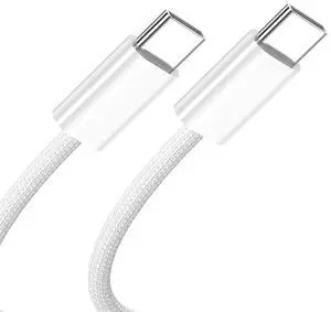 AJMRTC USBC Male to Male PD Charging Cable 100CM, White Woven Sleeve, Max 27W65W Power Delivery, USB2.0 480Mbps Data Sync Cord for Smartphones, Tablets and USBC Laptops AJMRTC USBC Male to Male PD Charging Cable 100CM, White Woven Sleeve, Max 27W65W Power Delivery, USB2.0 480Mbps Data Sync Cord for Smartphones, Tablets and USBC Laptops